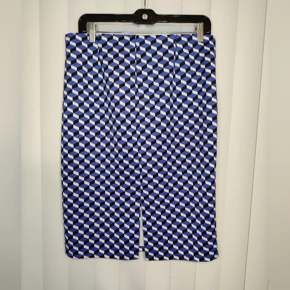 NYCC Geometric Blue and Black Pencil Skirt - Picture 2 of 4